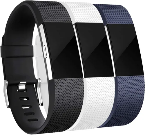 Vista 11 de Correas Maledan de repuesto compatibles con Fitbit Charge 2, paquete de 3, gris pequeño/azul/negro