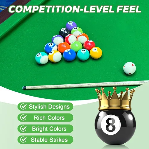 Vista 4 de HMQQ - Juego de bolas de billar vibrantes estilo TV, 2-1/4 pulgadas, 16 piezas Bright TV-style colors, clear numbers and a red-dot cue ball for