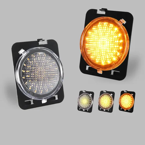 Vista 16 de Luces LED secuenciales de marcador lateral para guardabarros delanteros para J-e-e-p Wrangler JK 2007-2019, lámparas de marcador de parachoques