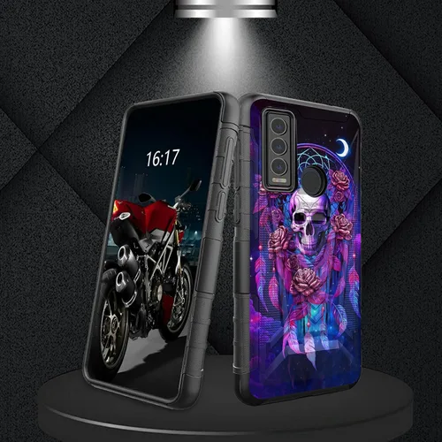 Vista 198 de Funda para AT&T Maestro Max 2021/Cricket Ovation 2 con protector de pantalla de vidrio templado, funda resistente con función atril integrada