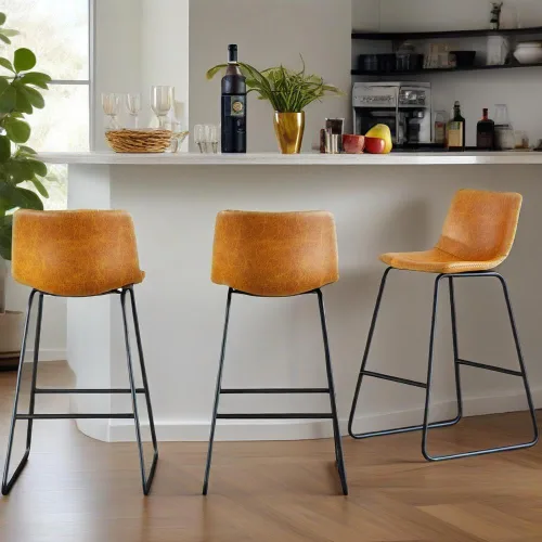 Vista 49 de YaFiti - Juego de 2 sillas de comedor de 18 pulgadas, sillas modernas tapizadas para comedor con cojines de piel sintética y patas de metal, silla
