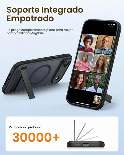 Vista 4 de BXYJY - Funda para iPhone Air con soporte, delgada, compatible con MagSafe, color negro