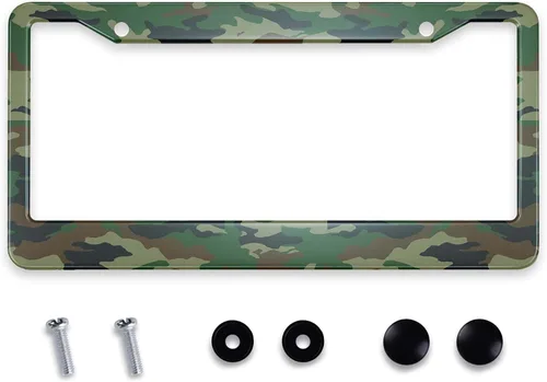 Vista 13 de Smooffly Marco de placa de matrícula con bandera de Estados Unidos pintada en madera vieja para accesorios decorativos de coche, resistente al