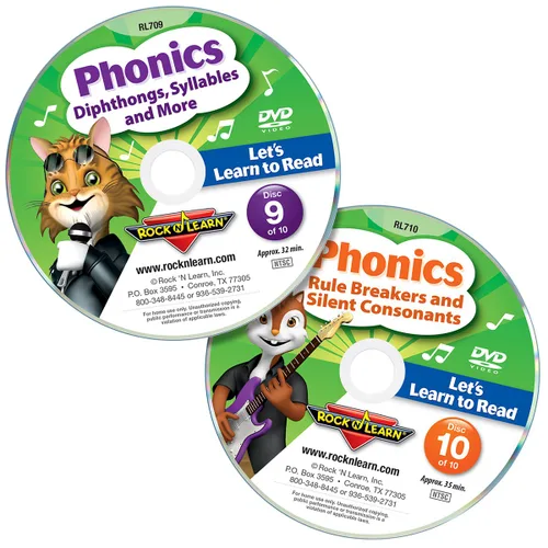 Vista 4 de Lets Learn to Read 10 DVD Collection by Rock N Learn 170 sight words covers all phonics rules vowels consonants blends digraphs practice sections to