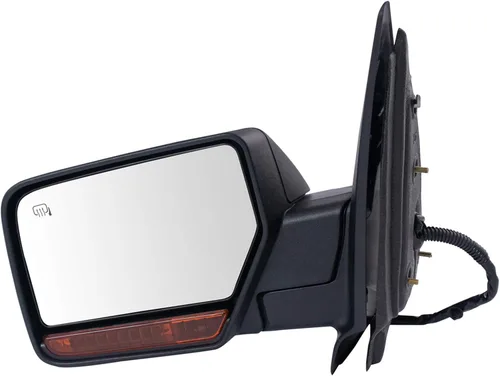 Vista 111 de TRQ Espejo plegable con calefacción eléctrica del lado del conductor con indicador de punto ciego pintura a juego negro liso compatible con Kia