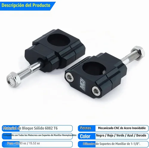 Vista 4 de 1 1/8" Elevadores de manillar para motocicleta y bicicleta de cross, abrazaderas de 28 mm para montar en manillar para bicicleta de cross de 110 cc
