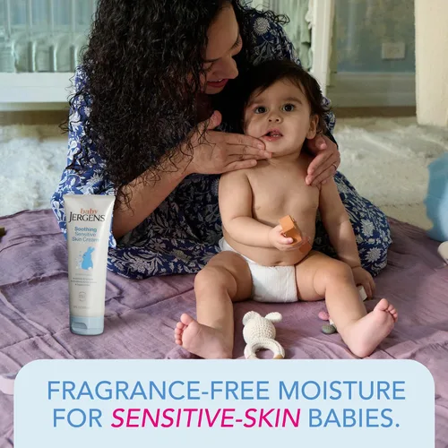 Vista 2 de Jergens Crema calmante para piel sensible para bebés, crema para piel seca infantil, crema para piel seca, probada por pediatras, sin fragancia, 8
