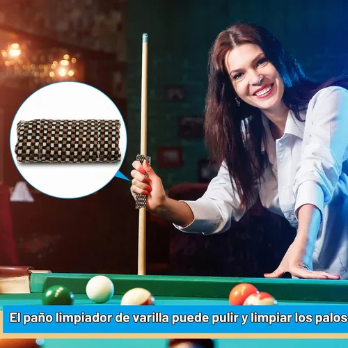 Vista 5 de Juego de 5 cepillos para mesa de billar, herramientas de limpieza, juego de cepillos para mesa de billar con 8 cubos de tiza para taco de billar, 8
