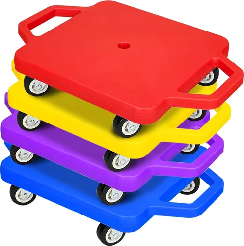 Vista 8 de 4 piezas de patinete deportivo con asas para niños, ruedas de plástico que no dañan el suelo, patineta, patineta, patineta, niño, niña, gimnasio