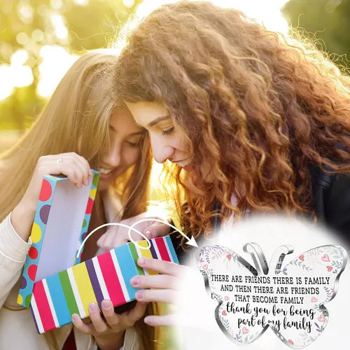 Vista 4 de Regalo de amistad navideño para mujeres y niñas, regalo de despedida, regalo de cumpleaños para mejores amigas, placa acrílica para amigos, regalo
