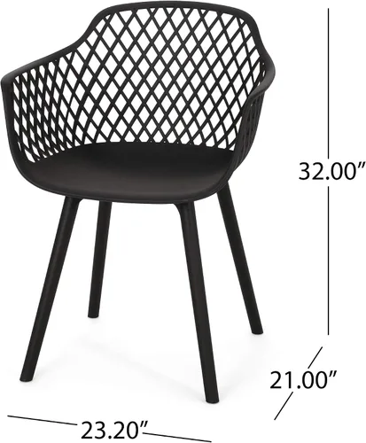 Vista 3 de Christopher Knight Home Delia Silla de comedor al aire libre (juego de 2), color negro