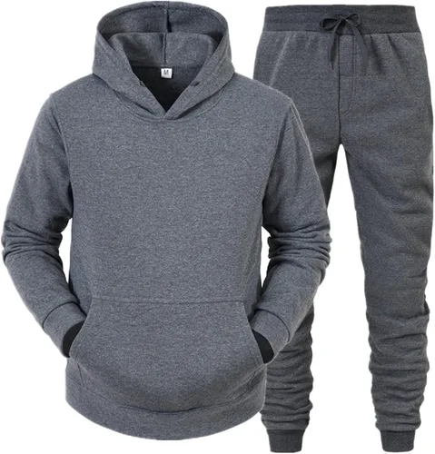 Vista 2 de EELHOE 2 Piece Tracksuit for Men Baggy Cotton Long Sleeve Hoodies Sweatpant Loose Fit Stretch Stylish Pullover