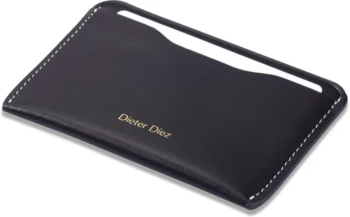 Vista 2 de HISCOW Tarjetero plegable delgado minimalista - piel de becerro italiana (negro)