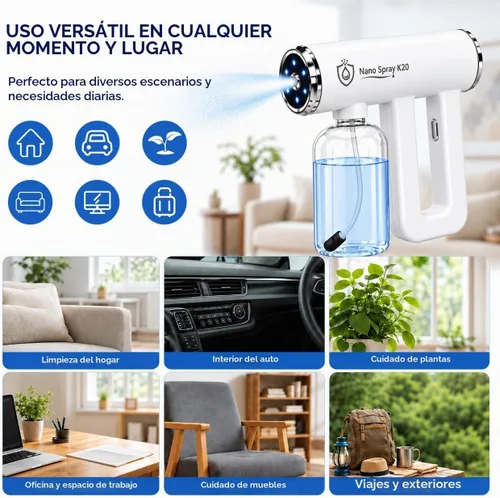 Vista 11 de Nano Mist Spray, pistola de pulverización nano inalámbrica de mano Blanco Ártico