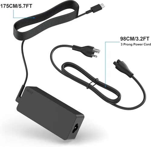 Vista 5 de Cable de alimentación de repuesto compatible con Peloton Bike Plus (no para bicicleta original), fuente de alimentación de cable de carga, cable