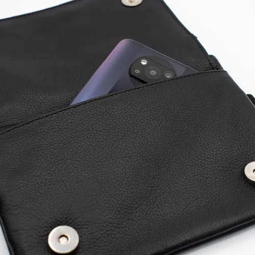 Vista 4 de Riñonera de motociclista de cuero real para hombre, bolsa de cintura de piel con lazo para la cintura, se convierte en bolso cruzado, con trabillas