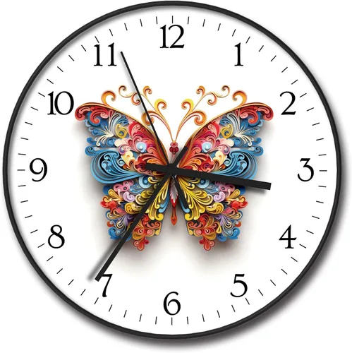 Vista 11 de Reloj de pared de plástico de 8 pulgadas, funciona con pilas, reloj redondo decorativo, gato blanco