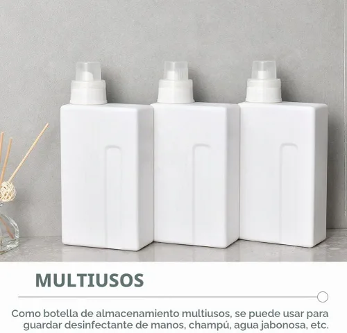 Vista 4 de Zerodeko Paquete de 2 botellas de lavandería recargables de 33 onzas a prueba de fugas, recipientes de detergente vacíos con tapas para el hogar