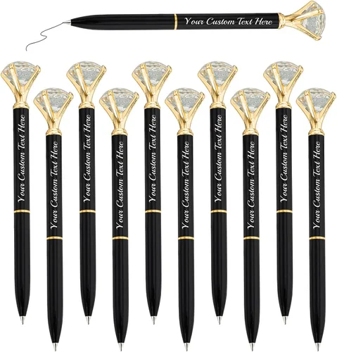 Vista 20 de Bolígrafos personalizados de diamantes personalizados con nombre a granel de metal de cristal grabado, bolígrafos divertidos brillantes a granel