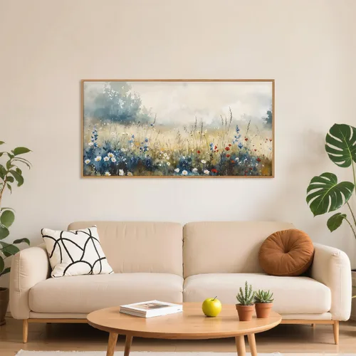 Vista 10 de Celestdeco Juego de arte de pared en lienzo abstracto y neutro grande con marco naranja, moderno y minimalista para pared, diseño geométrico bohemio