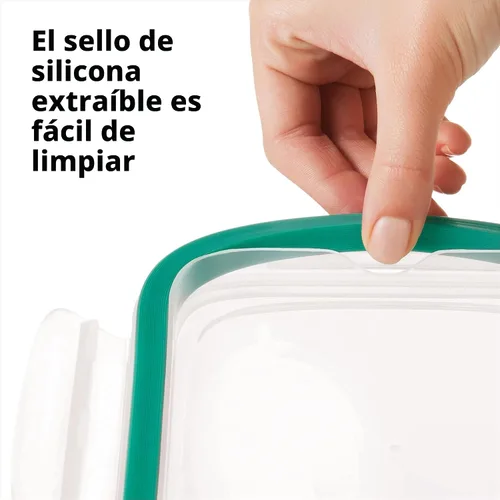 Vista 6 de OXO Recipiente de vidrio para almacenamiento de alimentos, rectangular, 1.6 tazas, sello inteligente, a prueba de fugas, paquete de 2