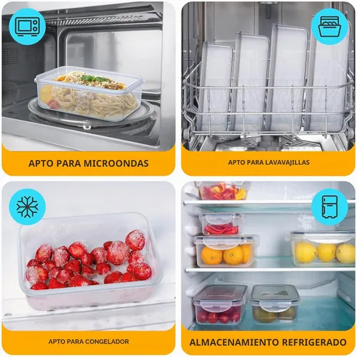 Vista 6 de 34 recipientes de almacenamiento de alimentos con tapas herméticas