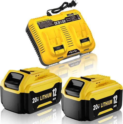 Vista 8 de 4PC 12.0Ah Extended Runtime Replacement for Dewalt 20V Battery and Charger