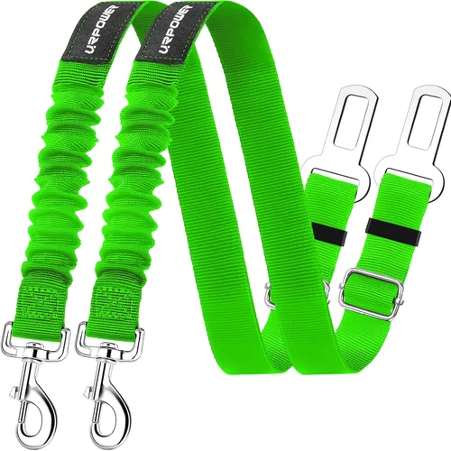 Vista 13 de URPOWER Paquete de 2 cinturones de seguridad para perro, arnés retráctil para automóvil, cinturón de seguridad ajustable para mascotas