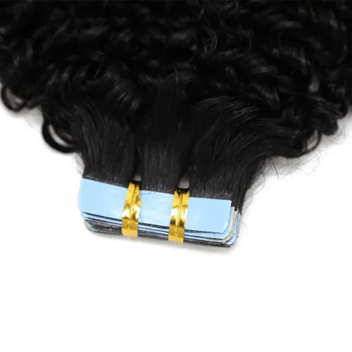Vista 5 de Extensiones de cabello humano afro rizado tipo afro, extensiones de cabello humano Remy mongol, extensiones de cabello humano de trama de piel