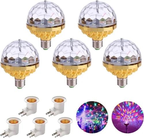 Vista 6 de Luz de bola mágica giratoria colorida, luces de fiesta, bola de discoteca, bombilla con forma de bola de discoteca de espejo, bombilla mágica