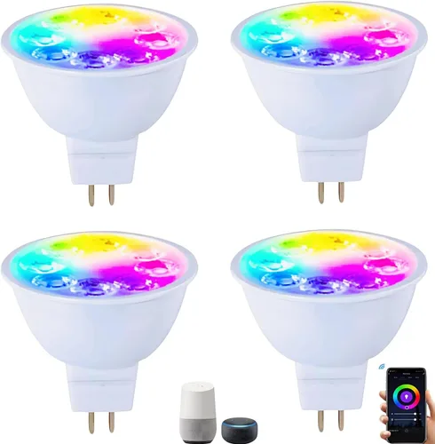 Vista 13 de Bombillas LED inteligentes GU10 regulables con cambio de color, foco GU10 RGB, foco LED WiFi y Bluetooth compatible con Alexa Google, 16 millones