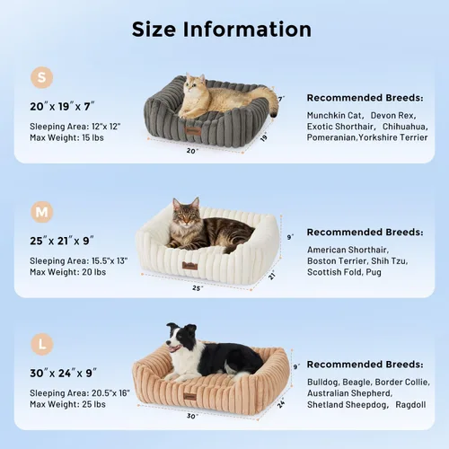 Vista 2 de ZOMISIA Camas pequeñas para perros pequeños, camas lavables para gatos de interior, cama ortopédica rectangular para cachorros con funda extraíble