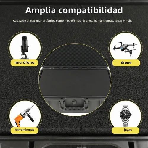 Vista 5 de Estuche rígido portátil, con espuma de bricolaje, grande, 18.4 x