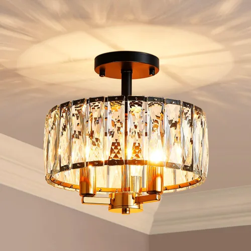 Vista 2 de AGV LIGHTING CL003BB K9 Lámpara de techo de cristal, modernas luces de techo semiempotradas, perfectas para sala de estar, dormitorio, comedor, 13