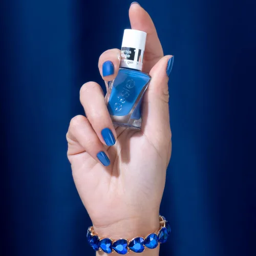 Vista 4 de essie gel couture, Esmalte de uñas de larga duración, vegano, Be Dazzled, Blue, Statement Peace, 0.46 onzas líquidas