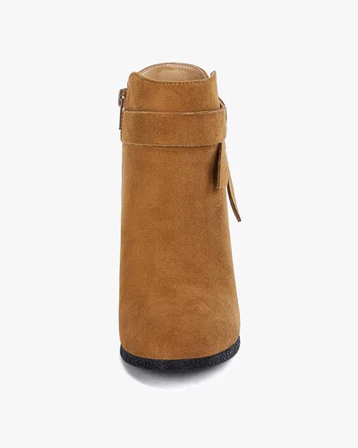 Vista 5 de Botines de mujer con nudo cerrado y cremallera lateral, tacón apilado, botines de cuña