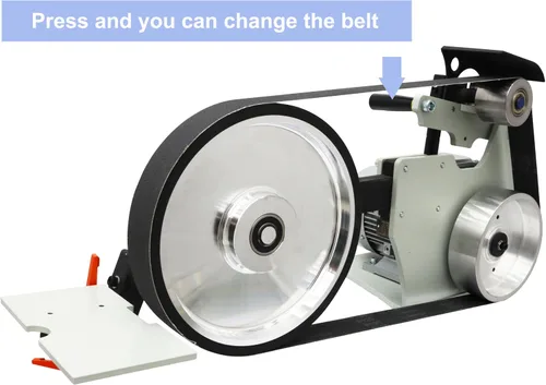 Vista 3 de TECHTONGDA Lijadora de banda de velocidad variable de 72 pulgadas con 3 muelas de molienda para cuchillos, herramientas de corte sin base, 220 V
