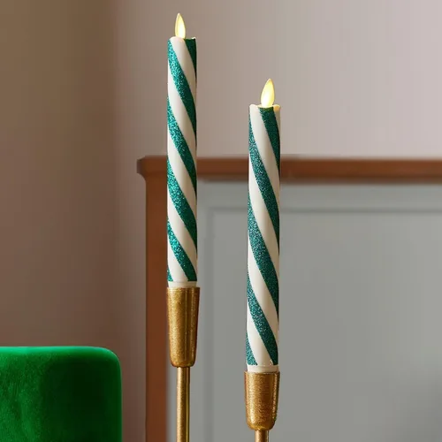Vista 10 de Luminara Velas cónicas de color marfil parpadeantes sin llama, llama de luz LED cálida, 2 pilas AA, decoración para centros de mesa de comedor