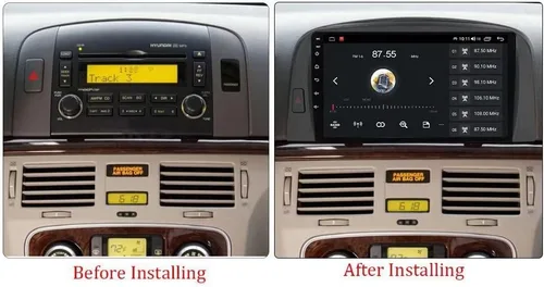 Vista 2 de Radio estéreo Android 13 para coche para Hyundai Sonata NF 2004-2008, Biorunn 9 pulgadas GPS inalámbrico con cable Car-Play Android Auto IPS