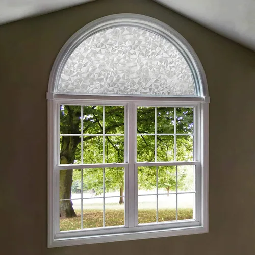 Vista 2 de película arqueada autoadhesiva para ventana Pantalla de película de ventana arqueada con textura de patrón precortado