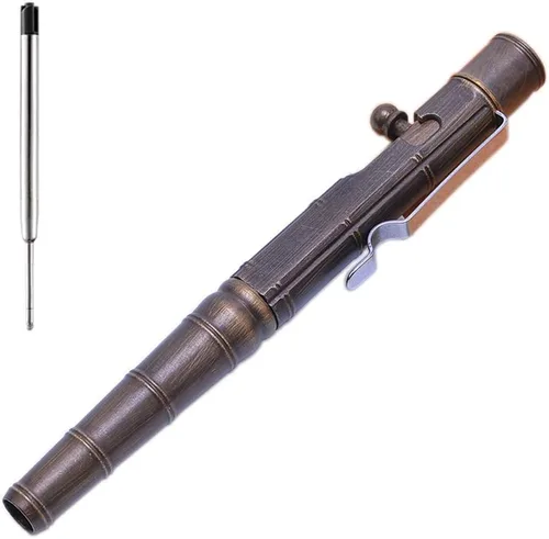 Vista 10 de Pluma en forma de bambú de latón macizo, Bolt Action EDC Pocket Signature Bolígrafo (latón)