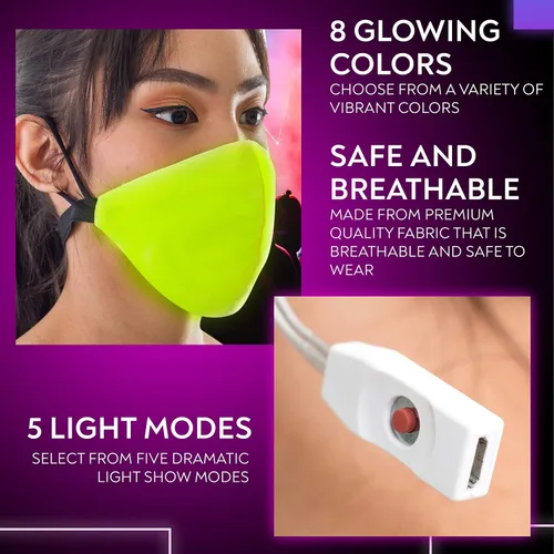 Vista 2 de Máscara de luz LED Rave EDM Halloween máscaras para hombres y mujeres