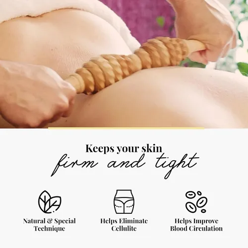 Vista 7 de Tuuli Accesorios - Rodillo de masaje ovalado de madera, rodillo corporal multifuncional para celulitis, tensión muscular y apoyo a la salud