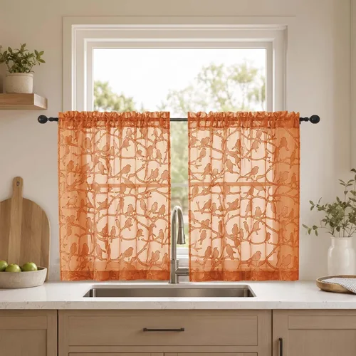 Vista 103 de OVZME Anji Clip Voile Sheer Tiers RD 2X30X36 Negro