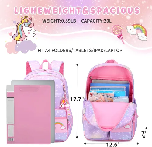 Vista 2 de BEFUNIRISE Mochila para niÃ±as, mochilas escolares de 16 a 17 pulgadas para niÃ±as, bonita bolsa de libros para adolescentes, niÃ±os, escuela