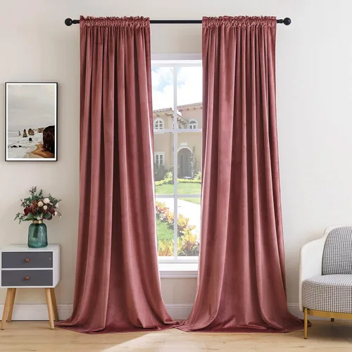 Vista 8 de MIULEE - Juego de 2 paneles de cortinas negro opacas y térmicas de terciopelo para la sala de estar y dormitorio, con bolsillo para cortinero, de 63