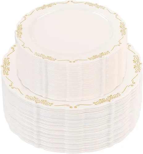 Vista 18 de U-QE 100 platos de plástico ámbar – Platos de plástico marrón transparente desechables resistentes – platos desechables para fiestas, incluyendo 50