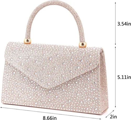 Vista 2 de Naimo Bolso de mano de cristal brillante con asa superior bolso de hombro cruzado para boda fiesta novia