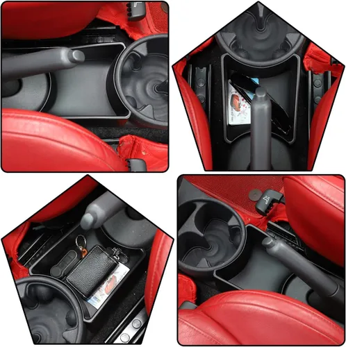 Vista 2 de HAPPYHORSE Caja de Almacenamiento para Consola de Coche Bandeja Organizadora Compatible con Fiat 500 2007-2015 Portavasos de Control Central Caja