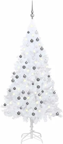 Vista 15 de 6.5ft Pre-Lit Artificial Christmas Tree with 250 LED Lights, Hinged PVC Branches, Metal Stand, and Decorative Balls for Indoor Holiday Decor Verde